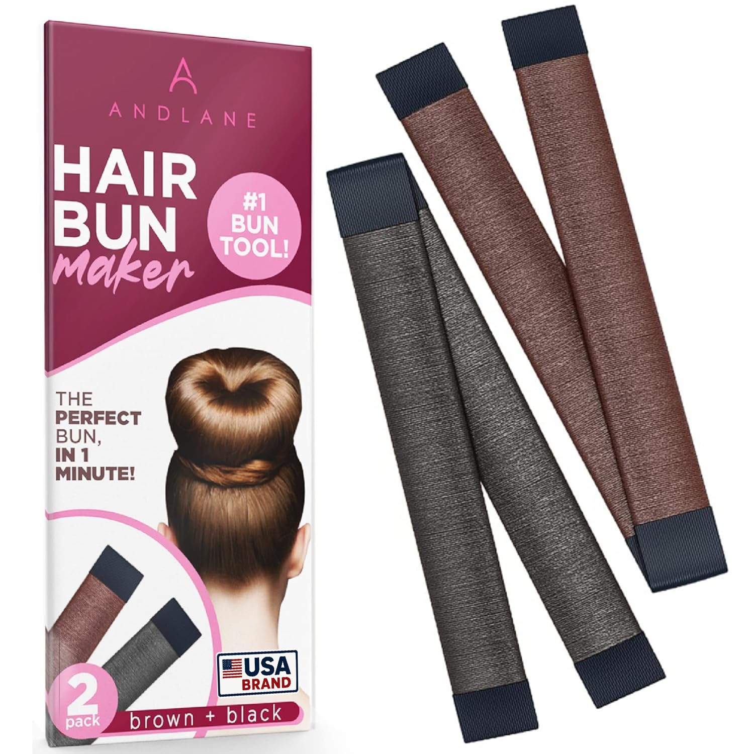 Snap Hair Bun Maker for Women's Hair & Kids-Bun Clips (1 Black, 1 Brown)