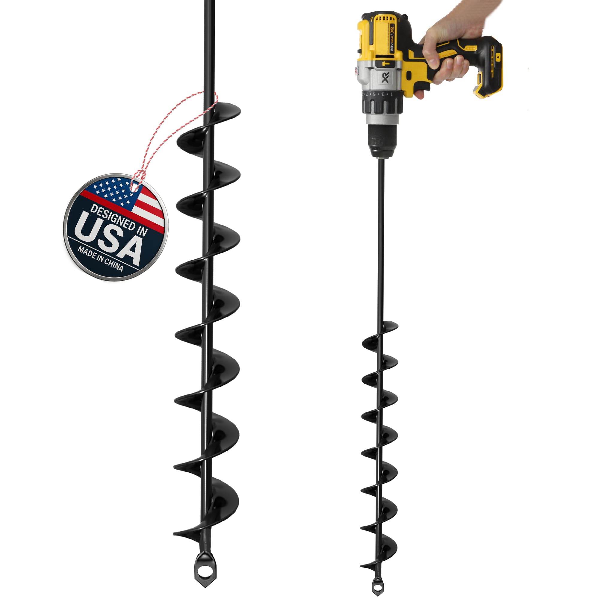 K-Brands Auger Drill Bit for Planting, 2 x 32 Inch, 3/8'' Hex Drive Drill
