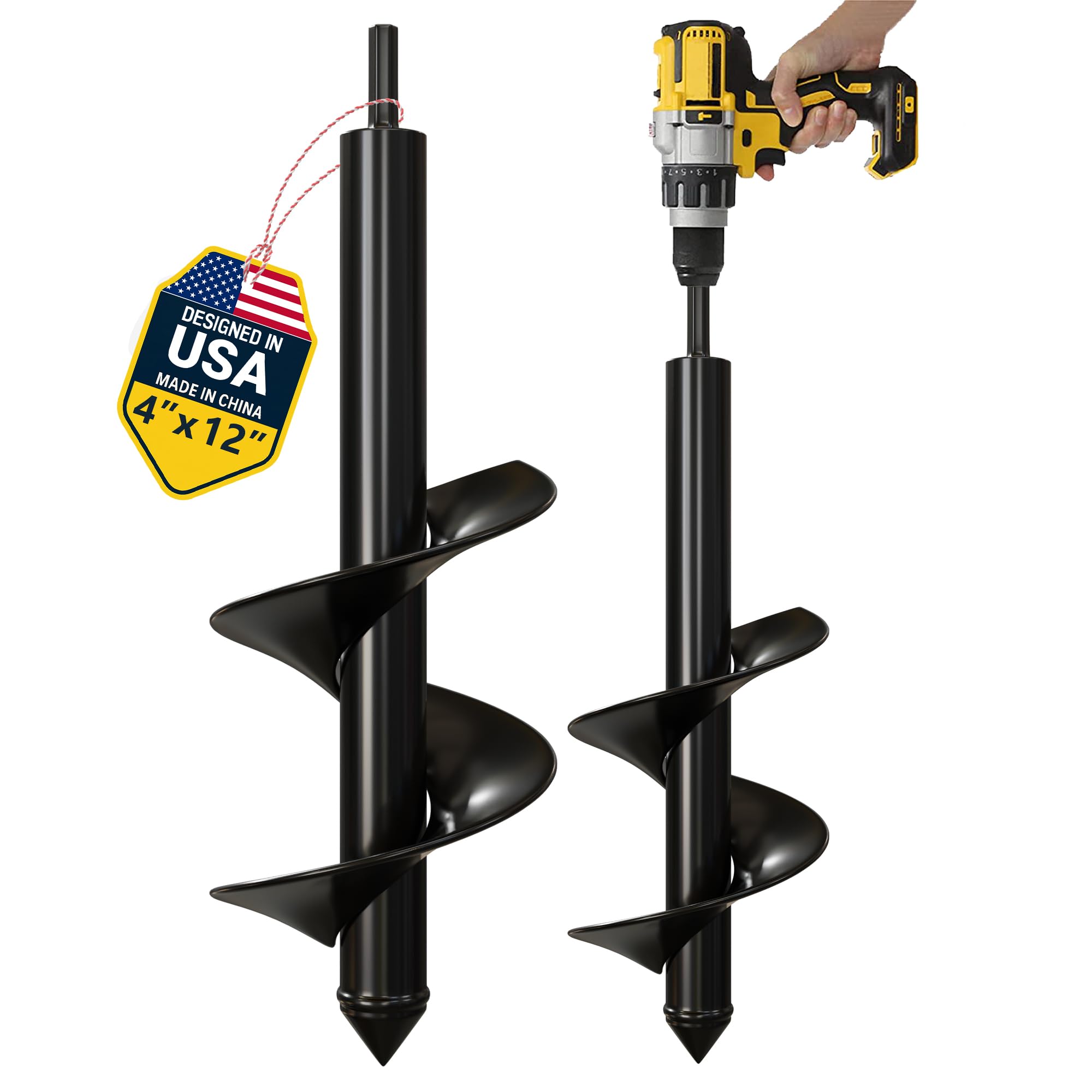 K-Brands Auger Drill Bit for Planting, 4 x 12 Inch, 3/8'' Hex Drive Drill