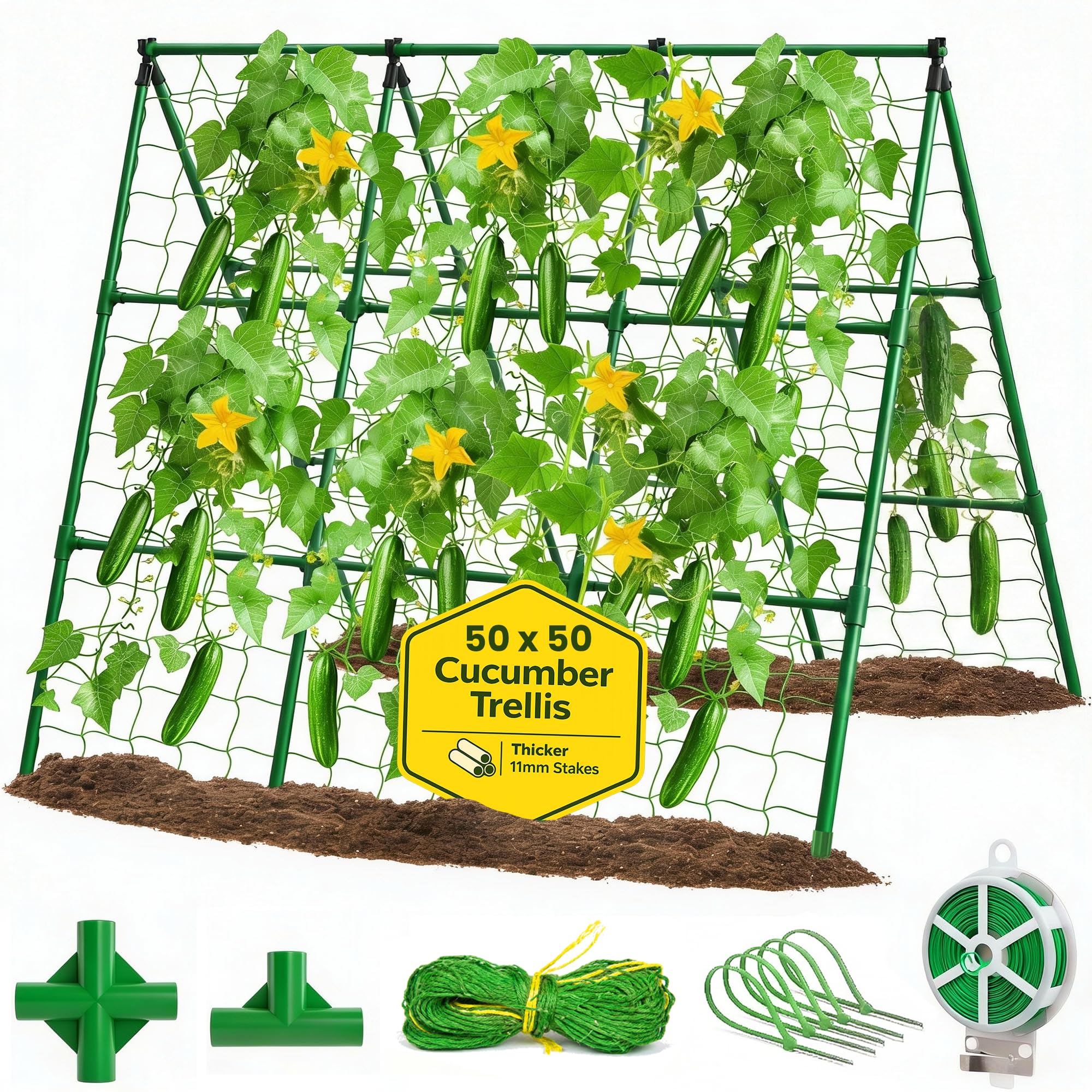 50x50 Cucumber Trellis for Raised Bed- A Frame Vegetable Garden Trellis