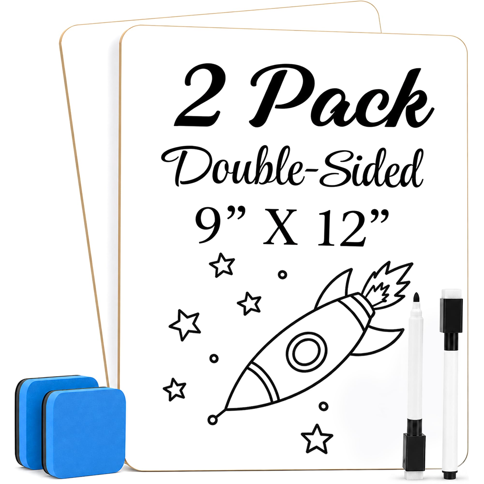 2 Pack Dry Erase Lapboards 9" x 12" - Double Sided Dry Erase Boards
