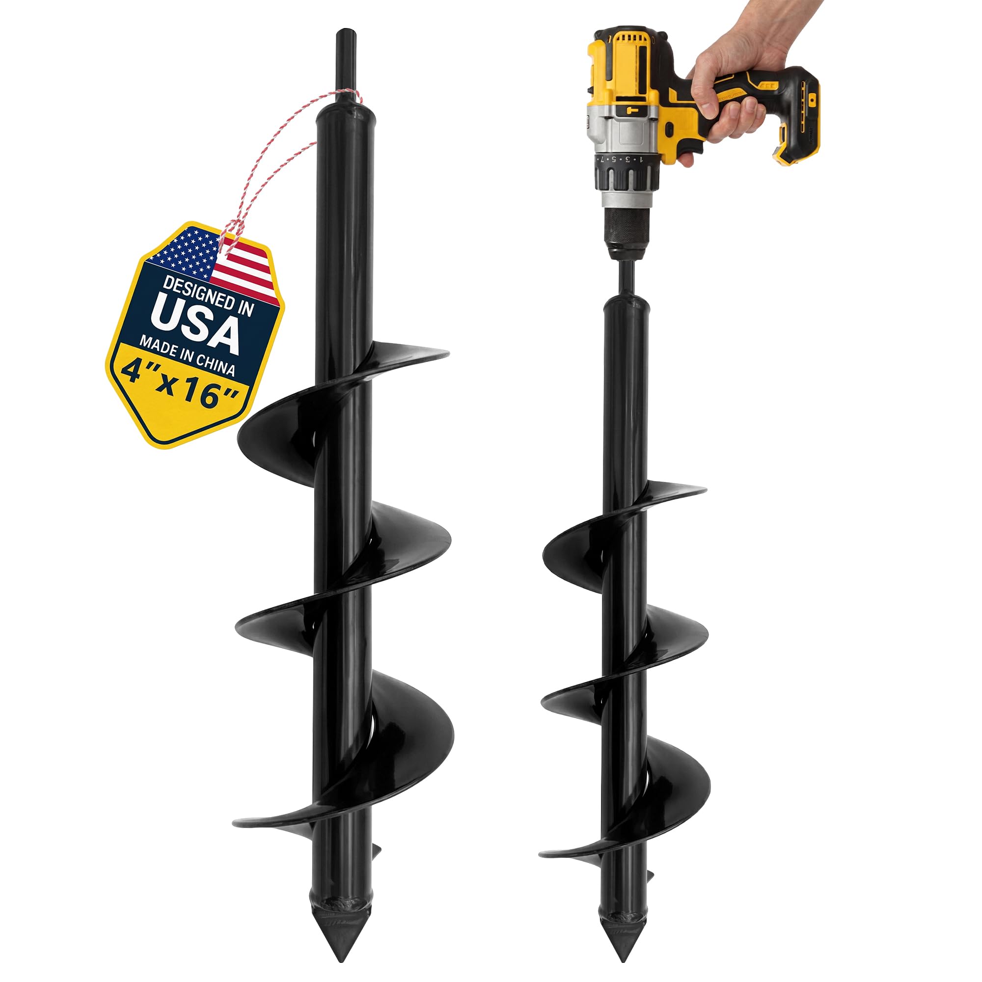 K-Brands Auger Drill Bit for Planting, 4 x 16 Inch, 3/8'' Hex Drive Drill