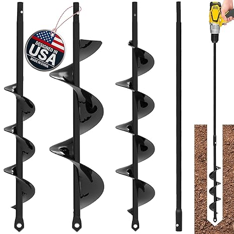 3 Pack Auger Drill Bit for Planting with Extension